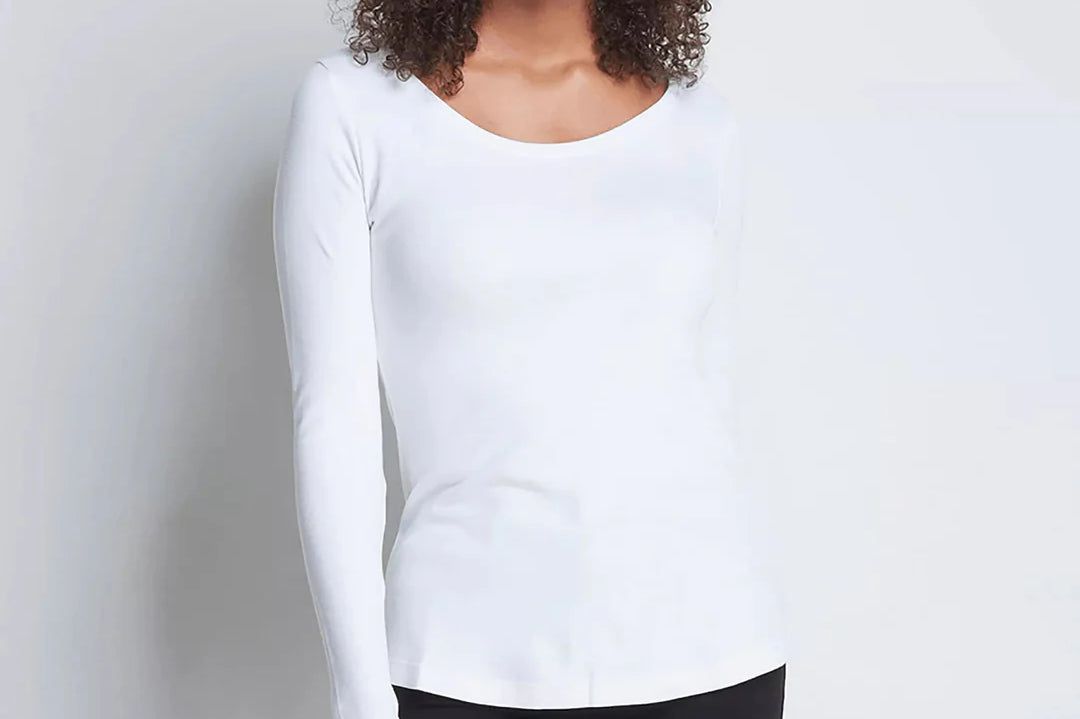 Long Sleeve Scoop Neck Cotton Modal Blend T-shirt