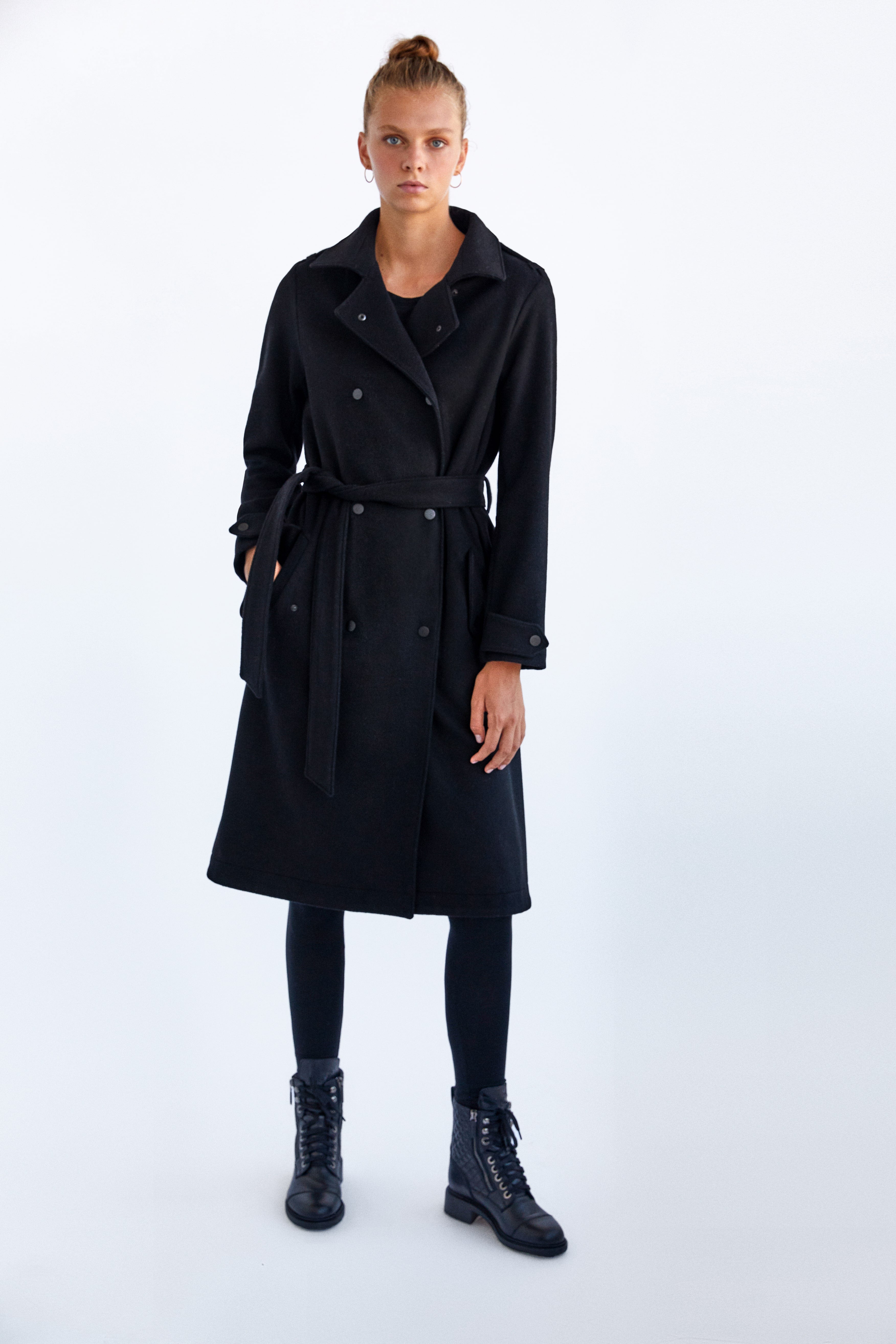 Black wool trench online