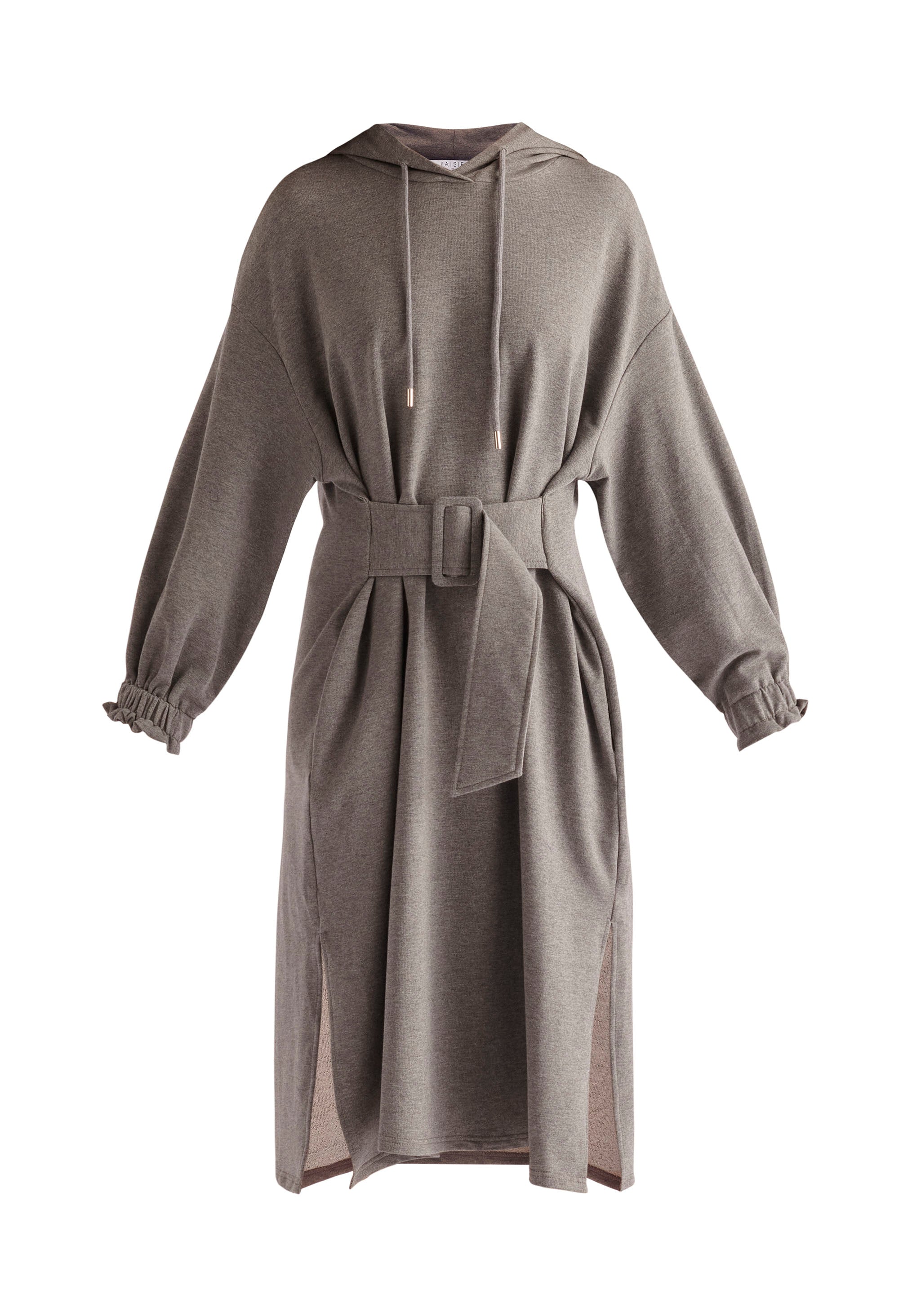 Belted Hoodie Dress Grey Sustainable Dress The Revivas